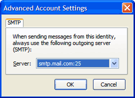 Advanced Account Settings window